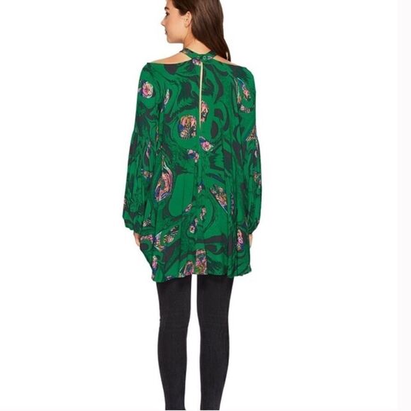 Free People Drift Away Kelly Green Top/Dress XS - Picture 5 of 11